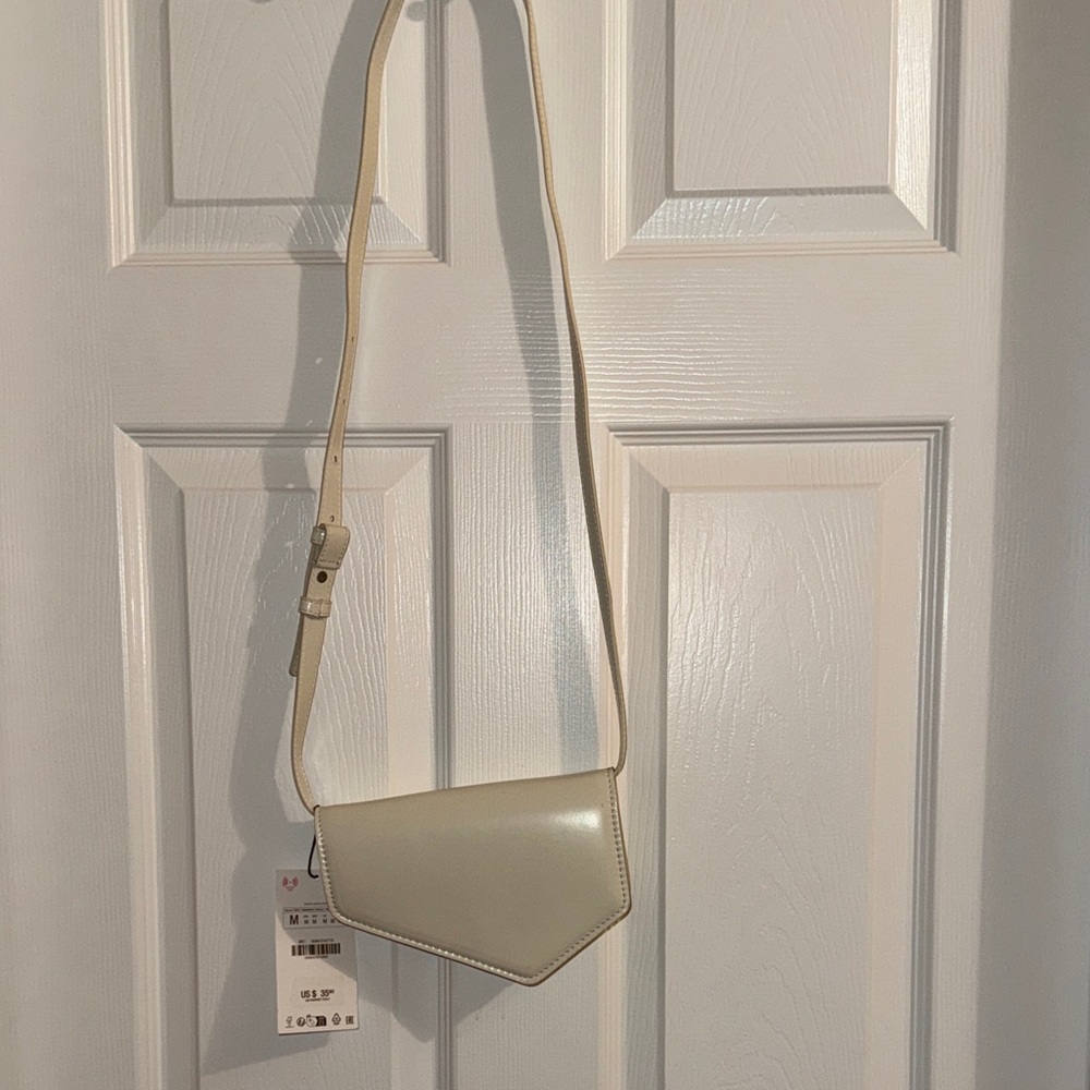 Zara Light Cream Asymmetric Crossbody Bag